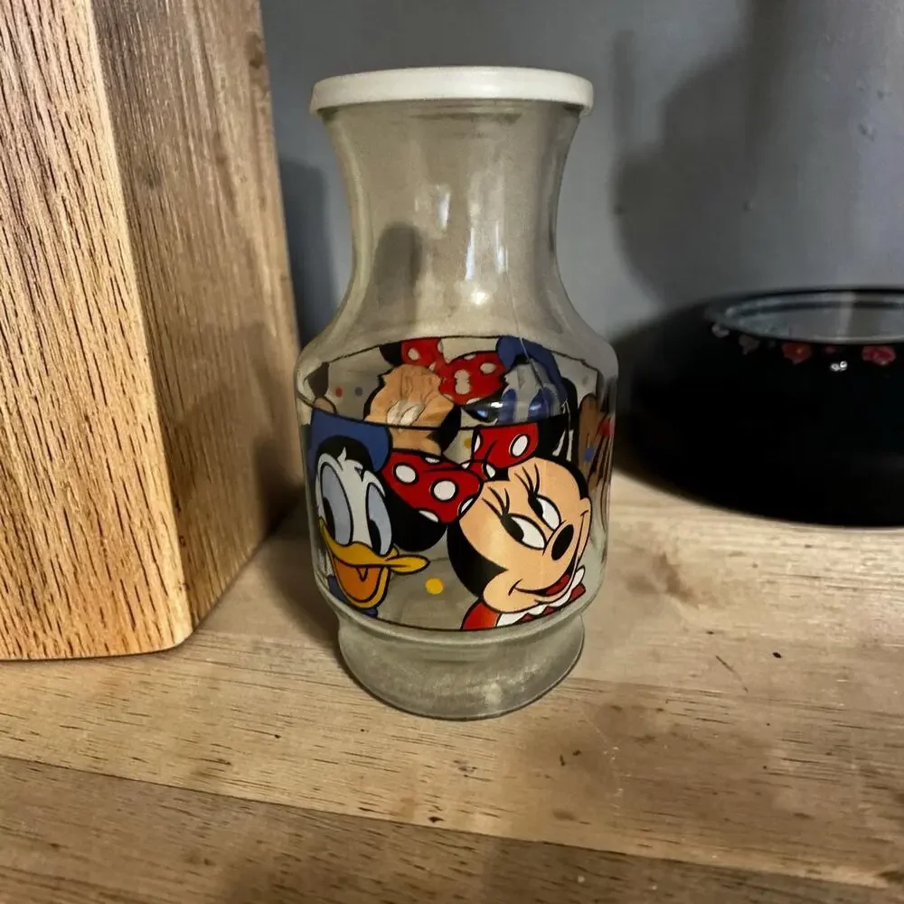Vintage Anchor Hocking Walt Disney Glass Juice Carafe Pitcher with Lid